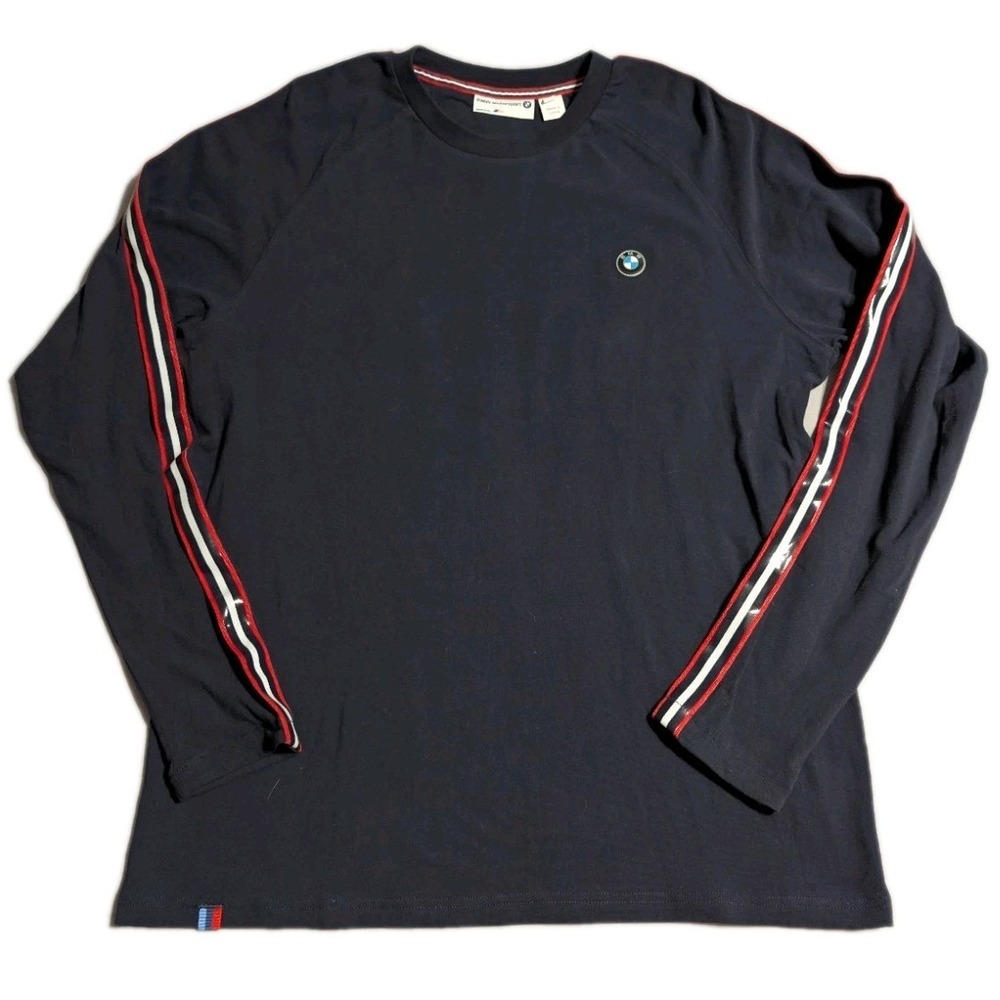 BMW Motorsport Mens M Long Sleeve Shirt Navy Crewneck Racing Logo Graphic